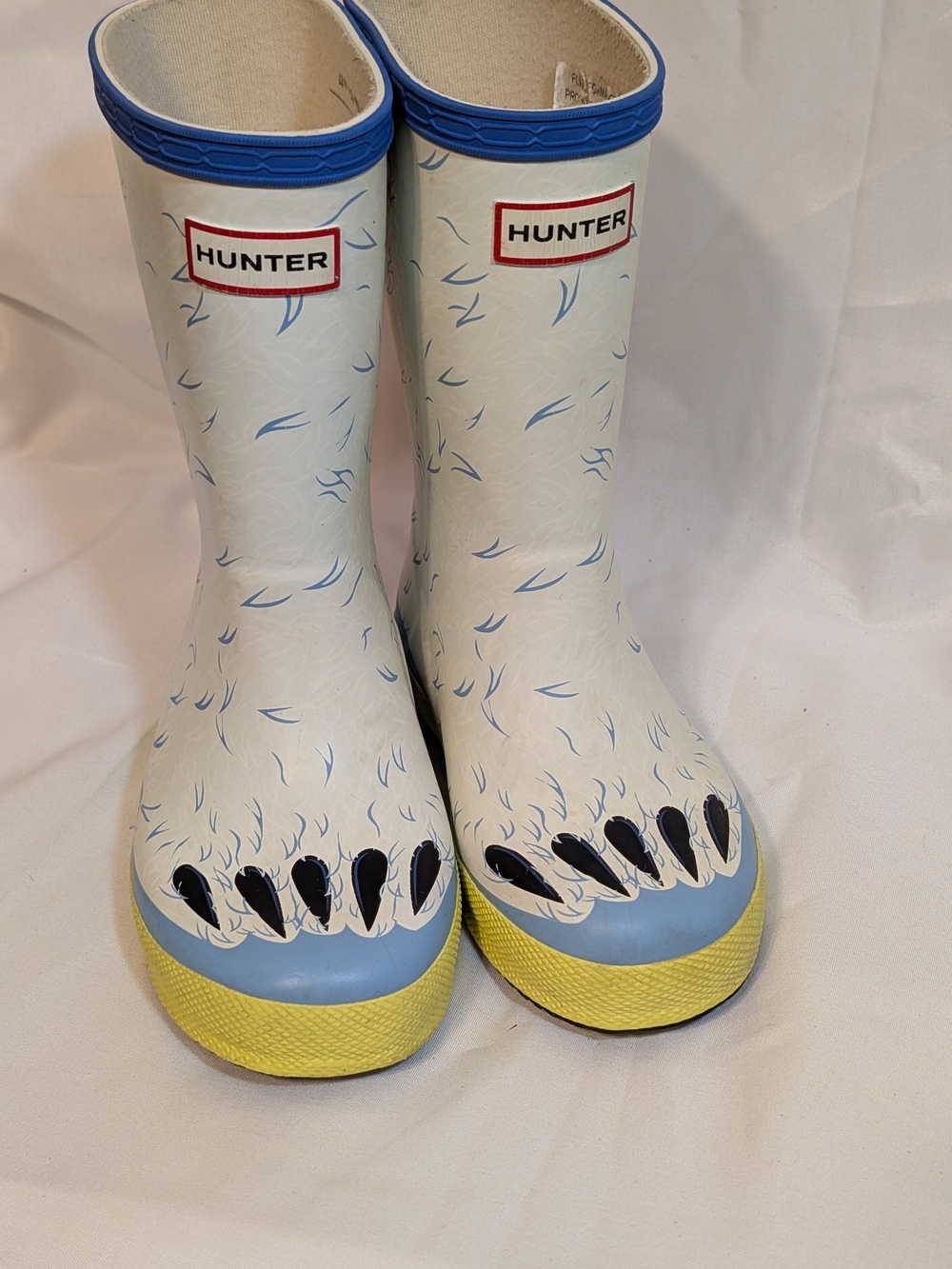 Hunter Kids White & Blue Polar Bear Rain Boots